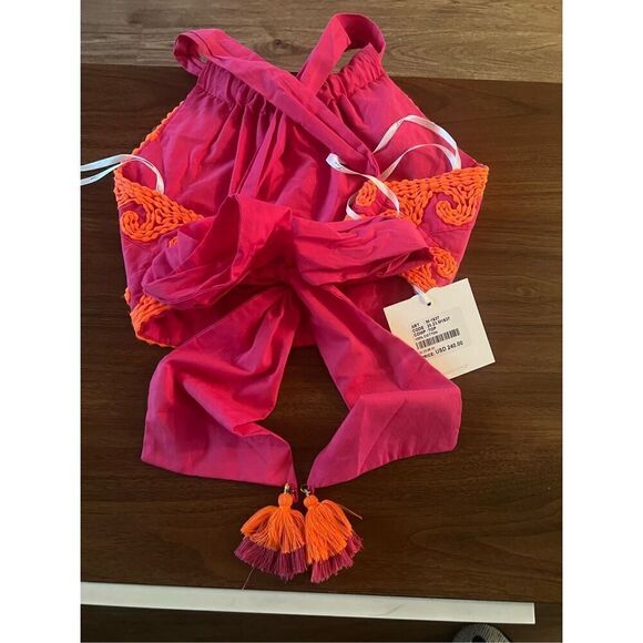Lace the Label Embroidery pink crop Top size S NWT $240 - Picture 4 of 5
